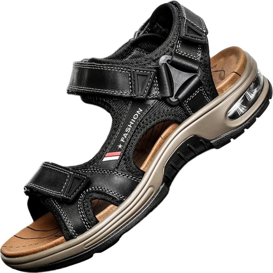 Heren Sandalen Leer Open Teen Verstelbare Outdoor Comfort
