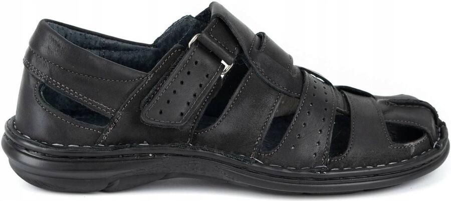 Heren Sandalen Leer Zwart Gesloten Teen