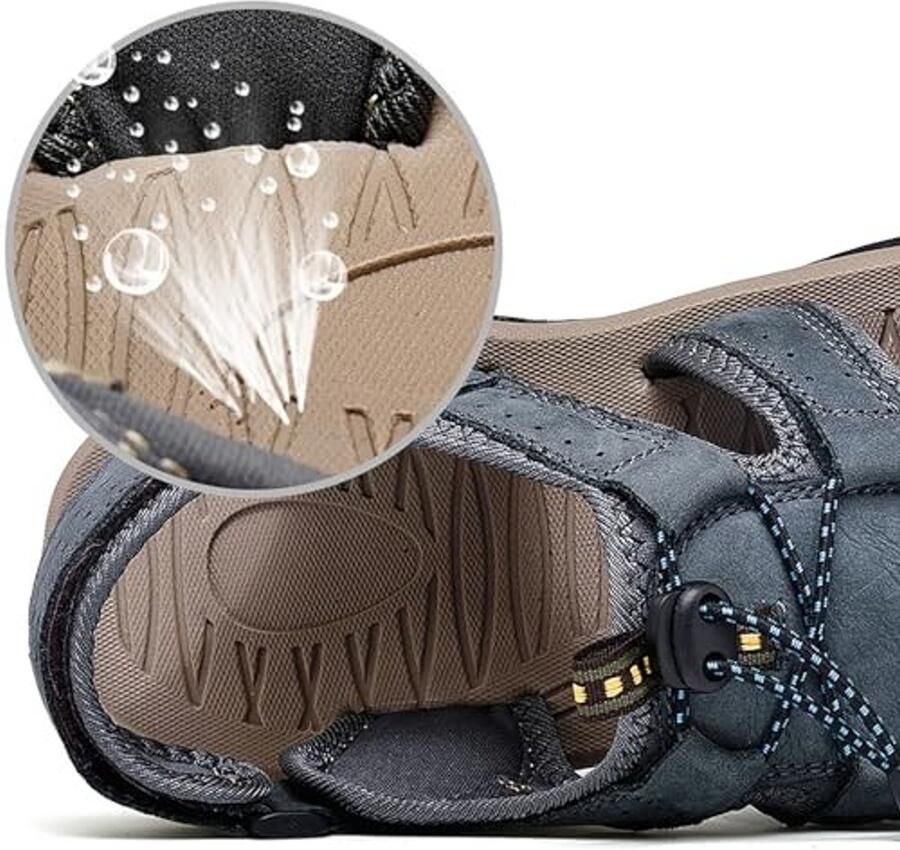 Heren Sandalen Leren ademend en antislip Perfect voor wandelen