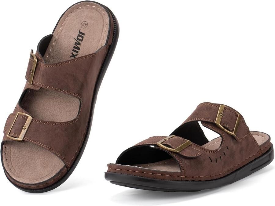 Heren Sandalen met Gespen Comfortabele Zomer Slippers Platte Leren Muiltjes