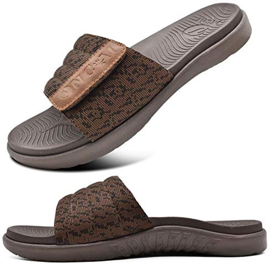 Heren Sandalen met Ondersteuning voor de Voet Verstelbare Sport Slides met Open Neus en Orthopedische Voetbed