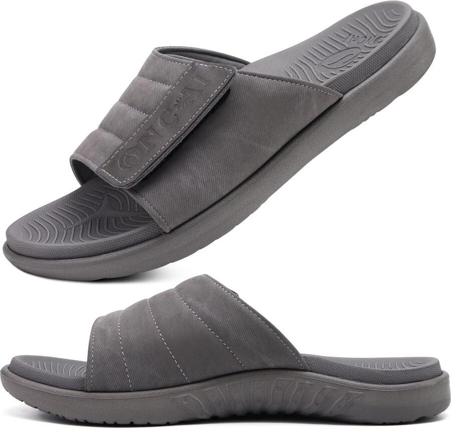 Heren Sandalen met Verstelbare Riem en Orthopedische Boogondersteuning Comfortabele Slides voor Plantar Fasciitis