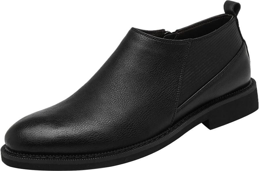 Heren Slim Fit Nette Leren Schoenen Vintage Enkellaarzen met Rits