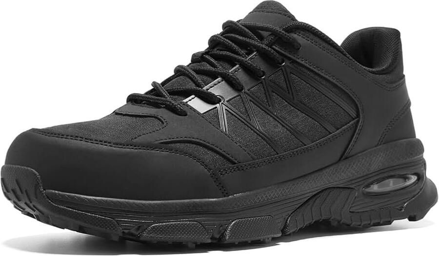Slip-on Werkschoenen Comfortabel Antislip Licht Bescher de schoenen Stalen neus schoenen Wandelschoenen Luchtkussen zwart