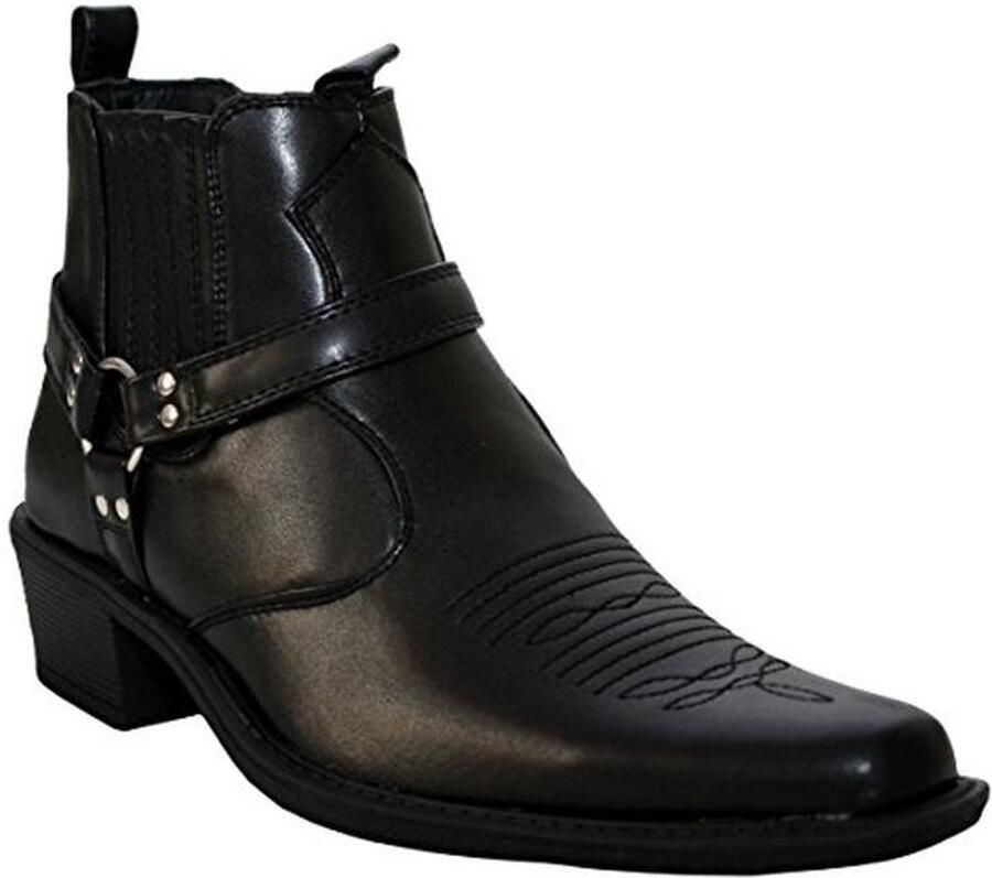 Heren Slip On Harness Twin Gusset Cowboy Laarzen met Cubaanse Enkelhak