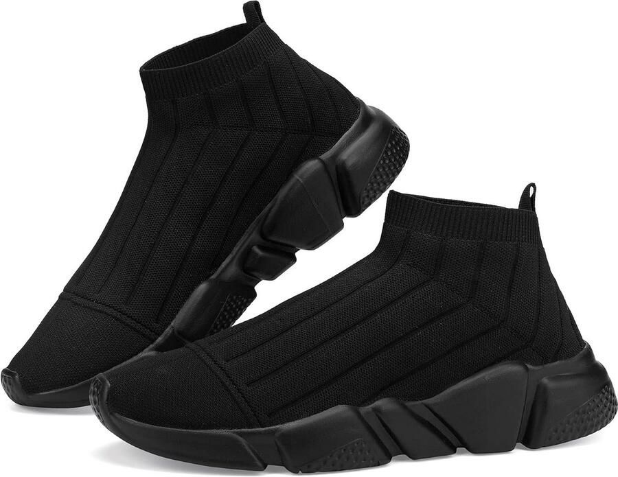 Heren Slip-On Sneakers Lichtgewicht High Top Ademende Gebreide Schoenen