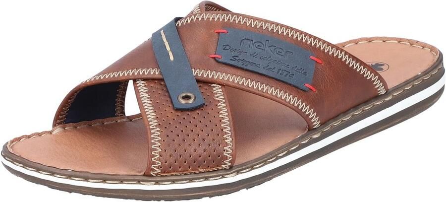 Heren Slippers Blauw Leren Look Comfortabele Wijdte G