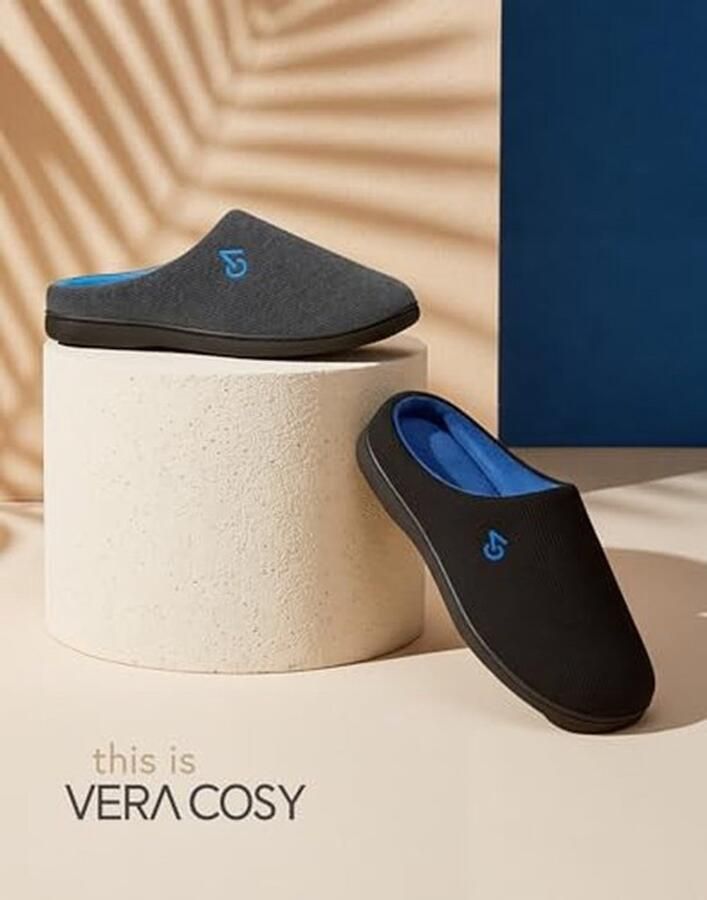 Heren Slippers Geheugen Foam Donkergrijs Blauw