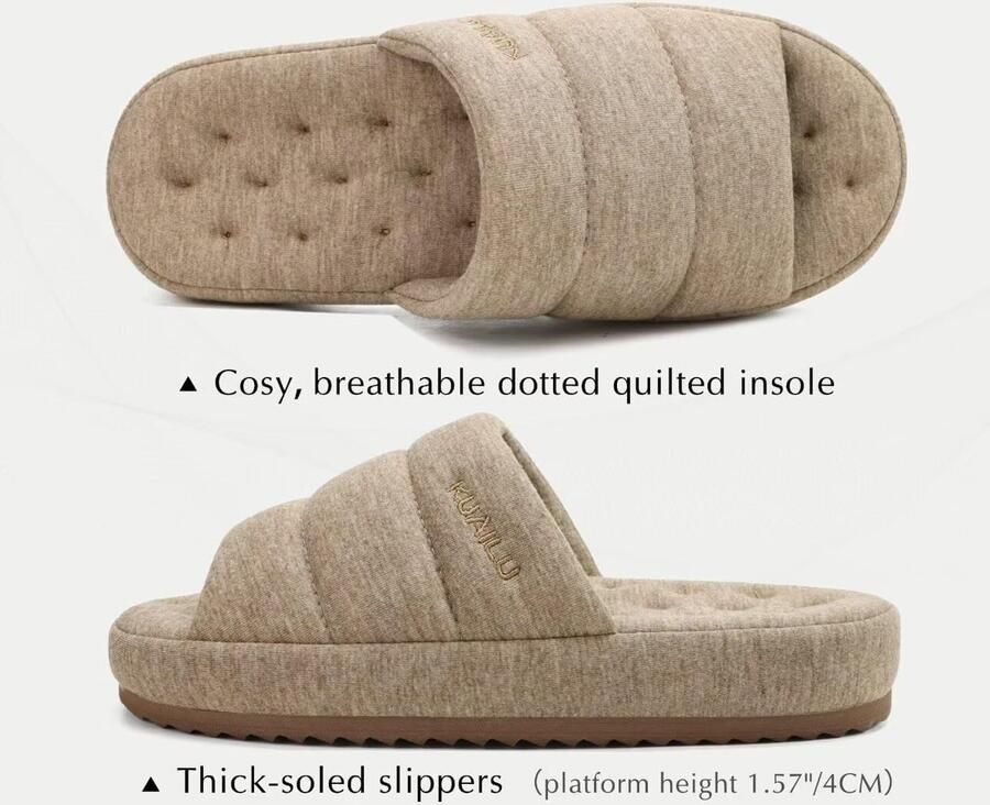 Heren Slippers Gequilt Katoenmix Geheugenfoam Comfortabele Binnen- en Buitenslippers ShopVlot