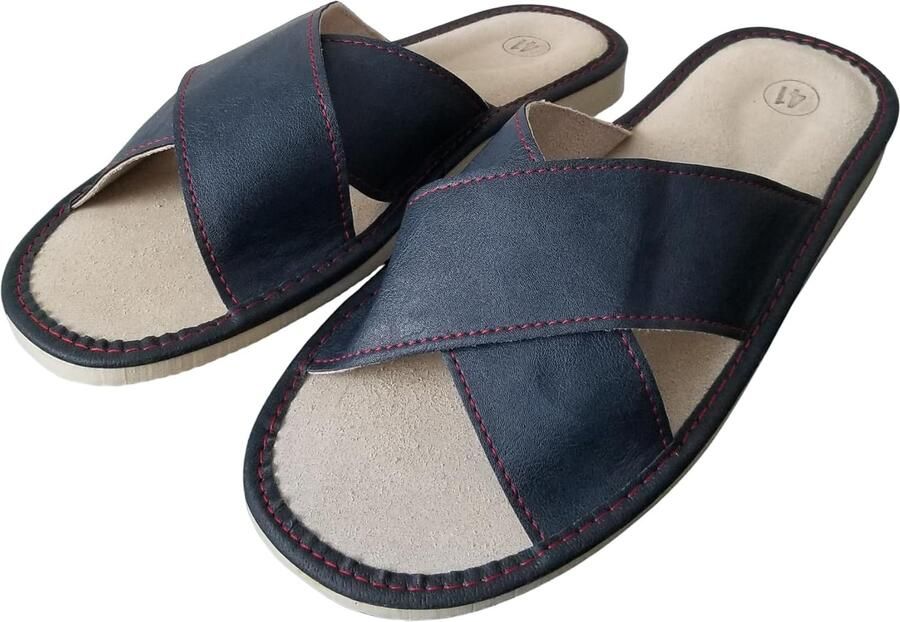 Heren Slippers Leer Comfortabele Instappers met Leren Binnenzool