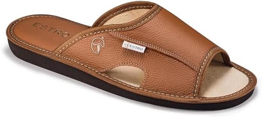 Heren Slippers Leer met Geheugen Foam Comfortabele Slip-On Thuis Slaapschoenen