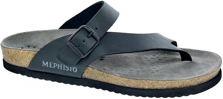 Heren slippers leer zwart met vast voetbed voor comfort