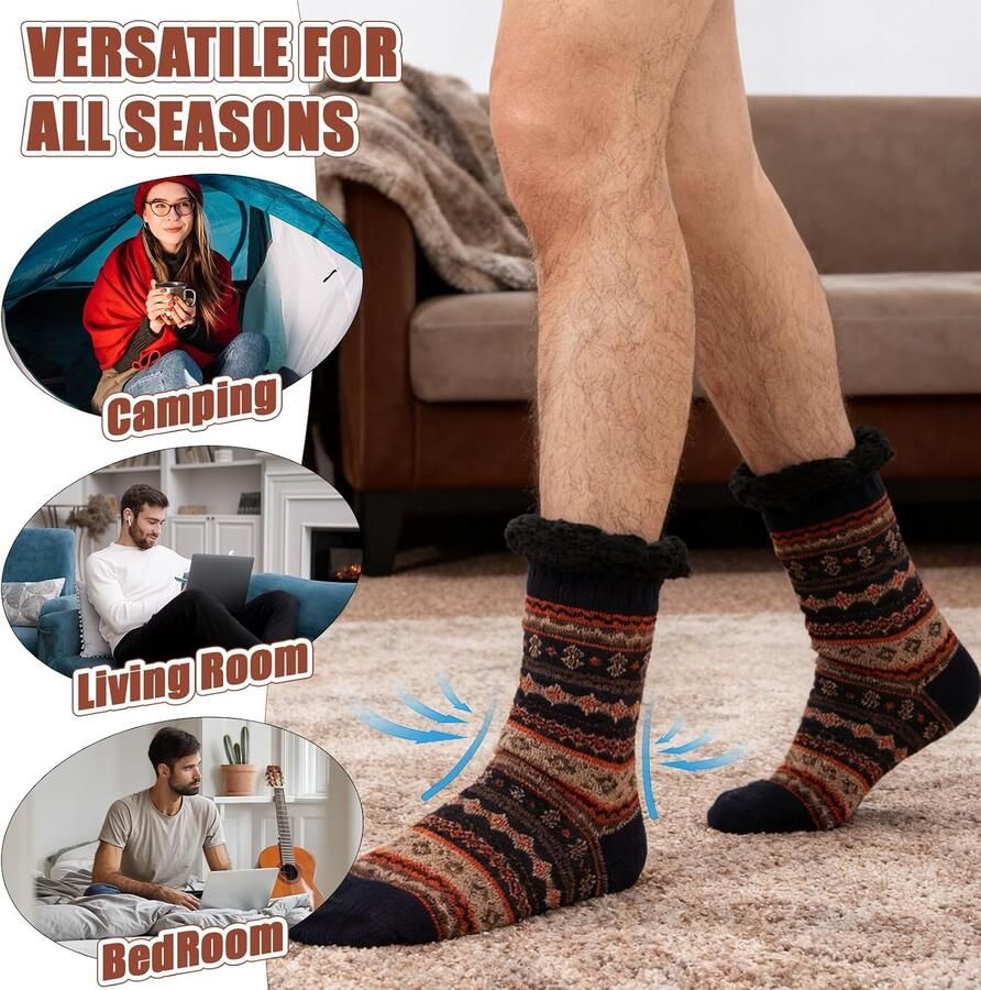 Comfortabele Slippers voor Mannen en Tieners met Antislip Grip Warme Sherpa Voering en Fluffy Design voor de Winter - Foto 2