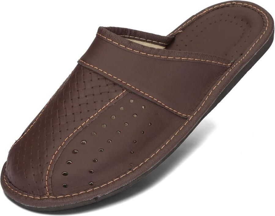 Heren Slippers van Echt Leer Comfortabel en Duurzaam Verkrijgbaar in Zwart Bruin en Zwart Rood