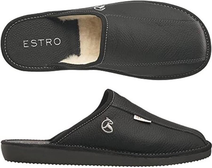 Heren Slippers van Leer met Geheugen Foam Comfortabele Huisslippers
