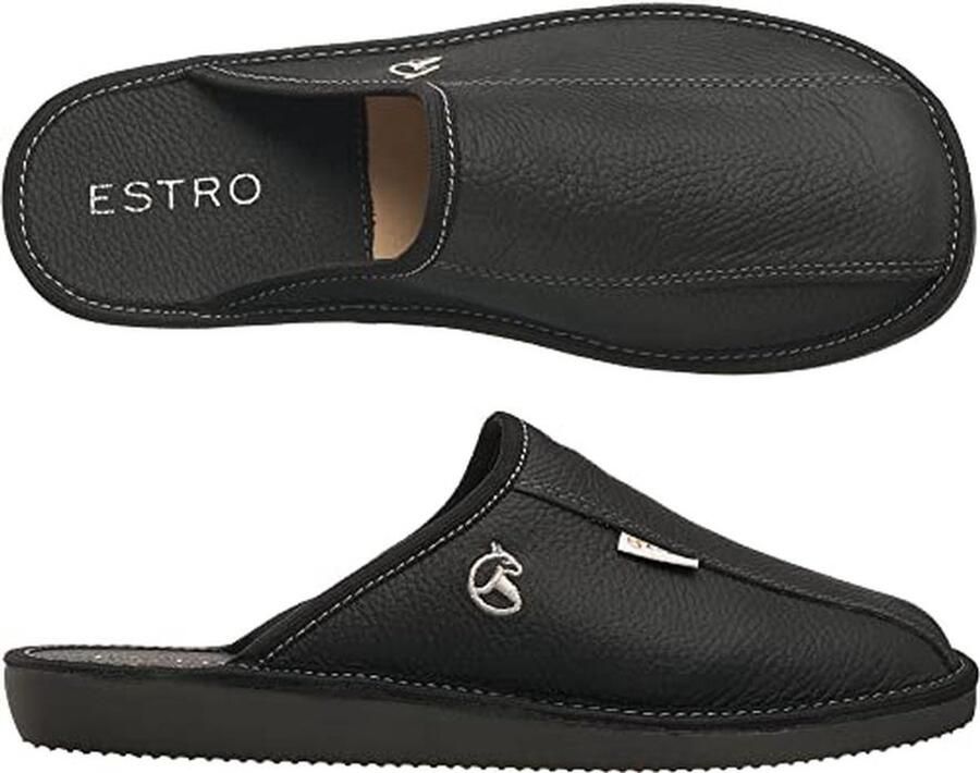 Heren Slippers van Leer met Geheugenfoam Comfortabele Huisschoenen