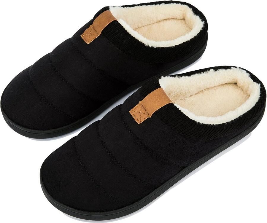 Heren sloffen winter warme traagschuim pantoffels antislip rubberen zool binnen buiten