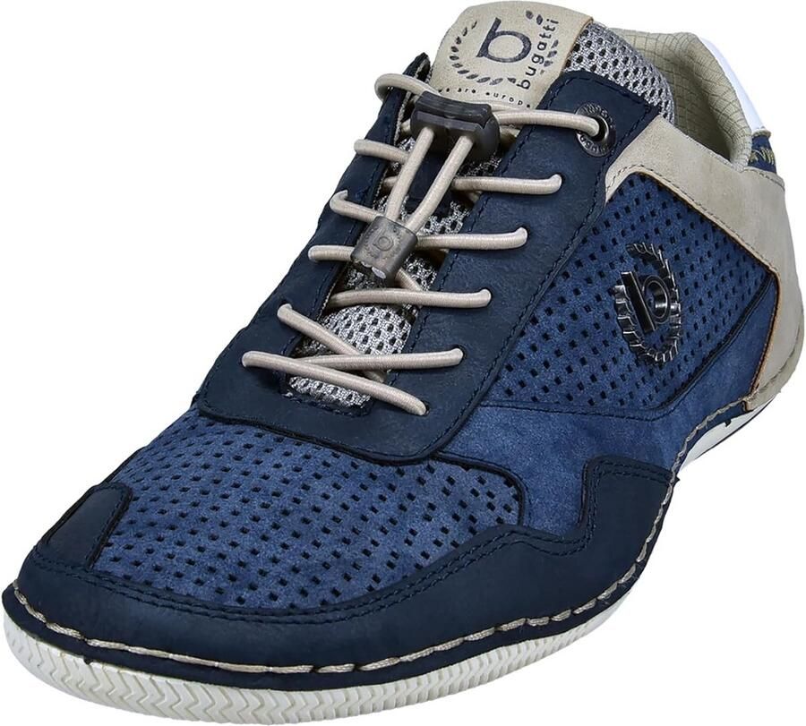 Heren Sneakers Blauw met Elastische Veters Sportief en Flexibel Zomer Gaatje Patroon