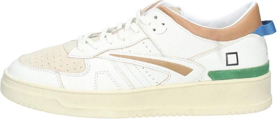 Heren Sneakers Wit Beige Leer Sportieve Lage Sneaker met Rubberen Zool