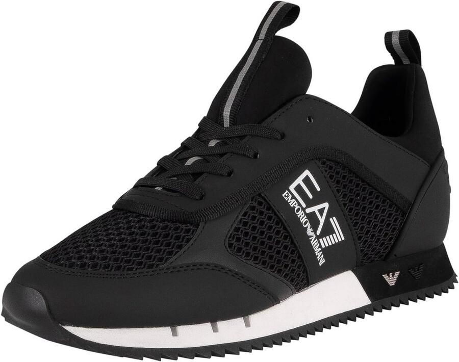 Heren Sneakers Zwart en Wit Geweven Sportschoenen met Laag Model - Foto 1