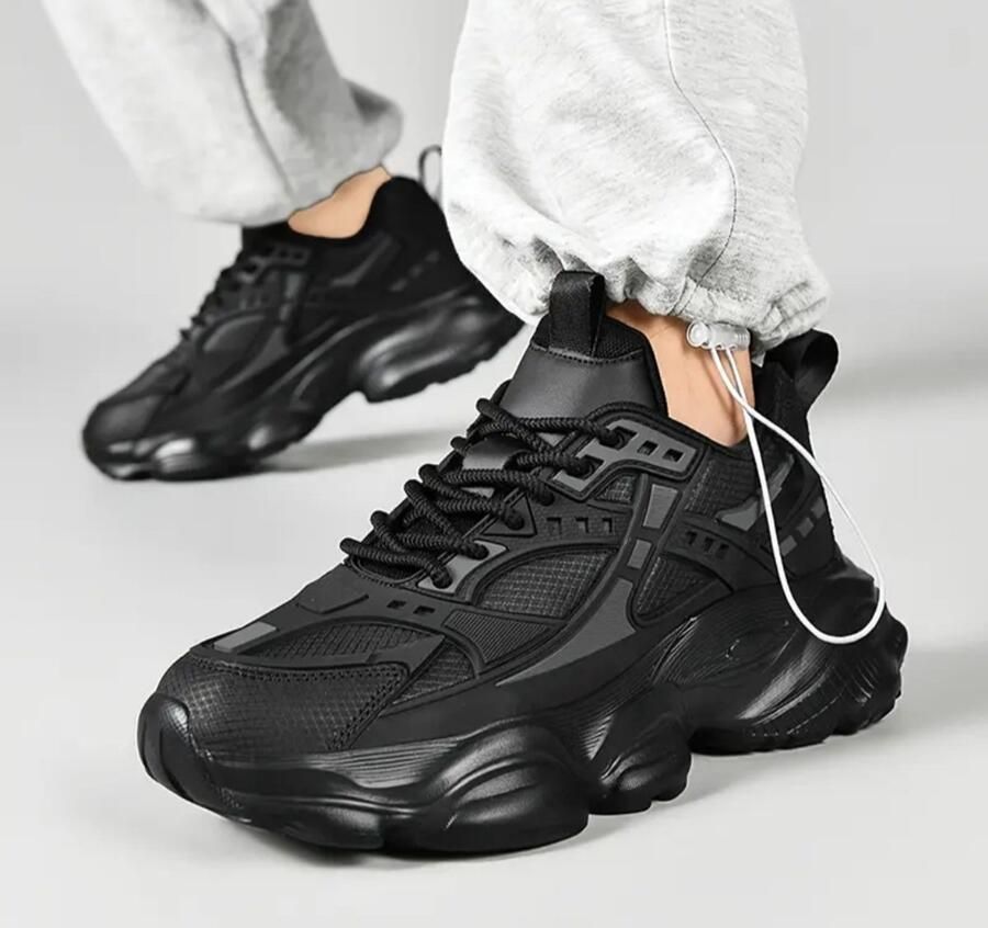 Heren Sneakers Zwart Stevige Schoenen met EVA Zool