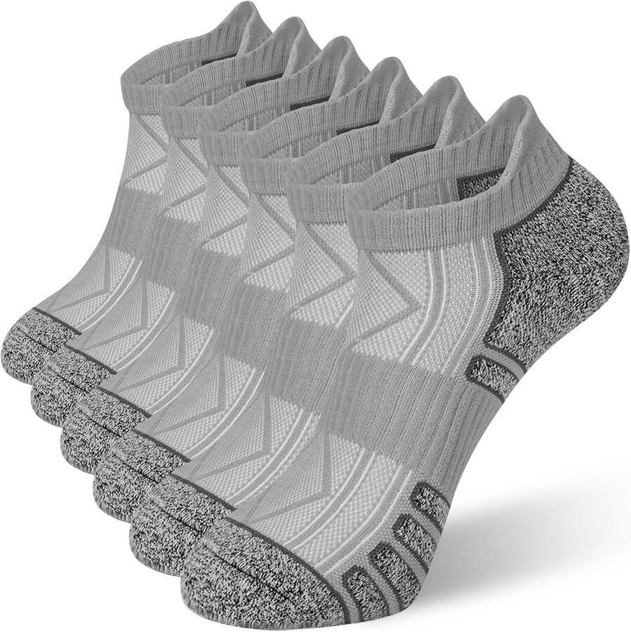 Heren Sneakersokken Sportsokken 6 Paar Wit Zwart Grijs Katoen Enkelsokken