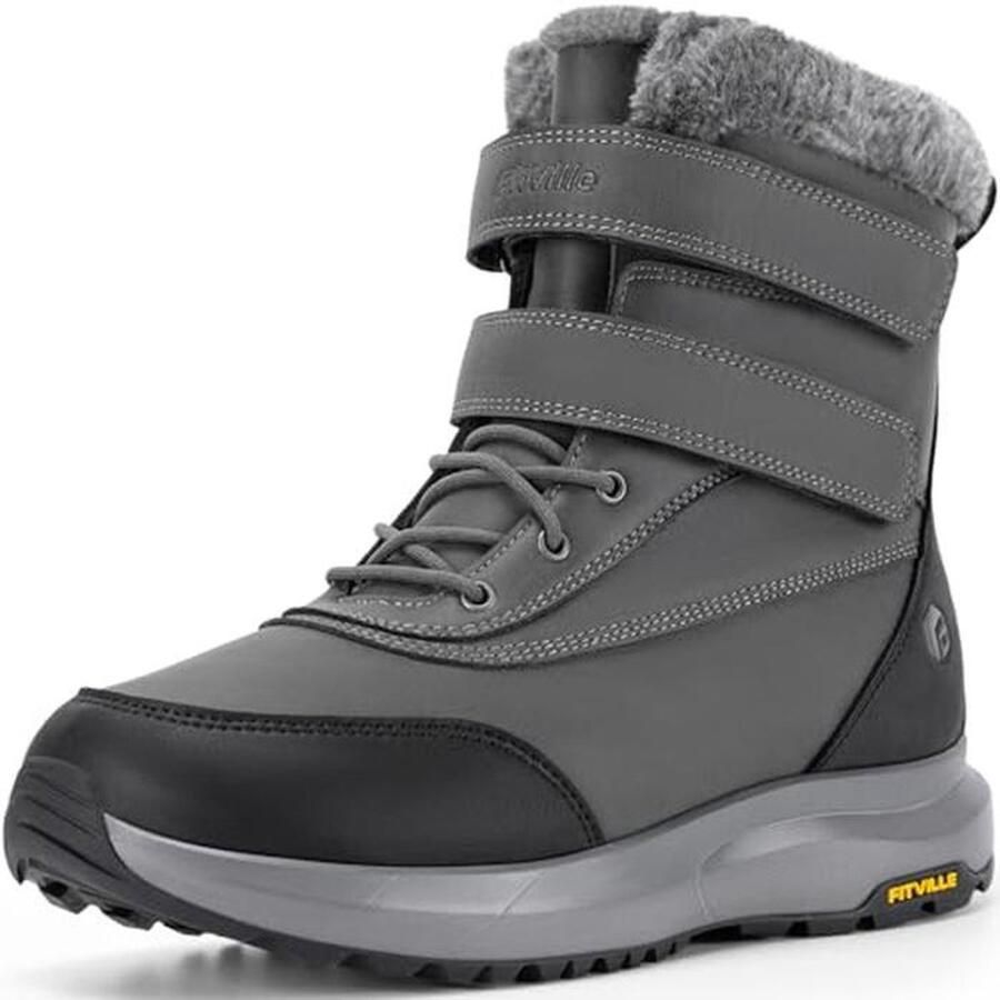 Heren Snowboots met Warme Voering Extra Brede Waterdichte Winterlaarzen