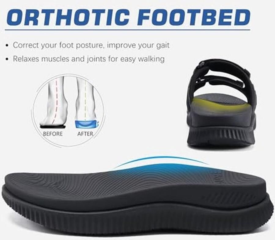 Heren Sportsandalen Orthopedisch en Verstelbaar Zwart