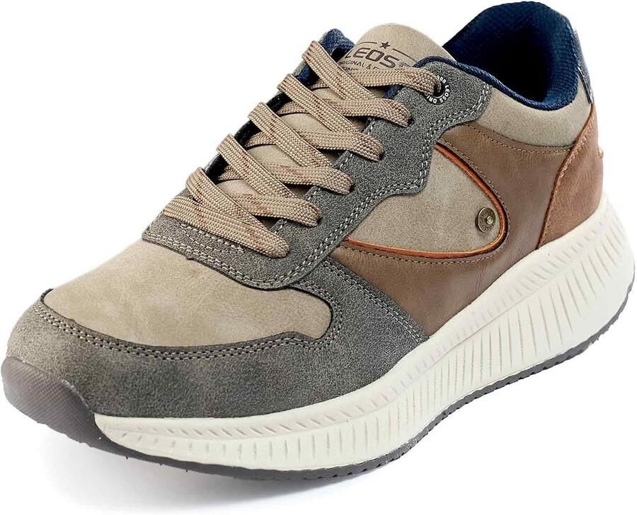 Heren Sportschoenen Veter Sneakers Casual Wandelschoenen Leer - Foto 1