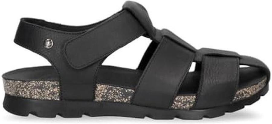 Heren StanleyFlat Sandalen Waterdichte Zwarte Leer met Klittenbandsluiting