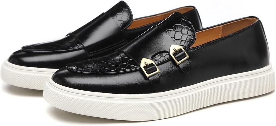 Heren Stijlvol Dubbele Monnik Gesp Loafers Vrijetijd Slip-On Platform Sportschoenen