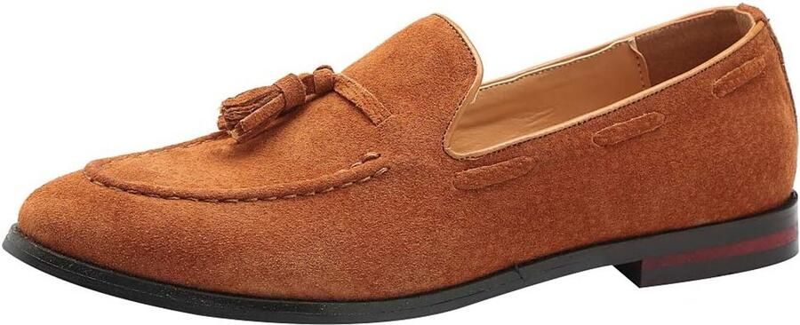 Heren Suède Instappers met Kwastjes Formele Leren Loafers