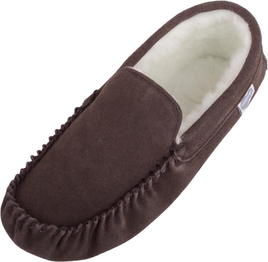 Heren Suède Mocassin Pantoffels met Warme Lamswol Voering