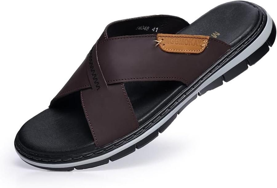Heren teenslippers van echt leer comfortabele zomersandalen