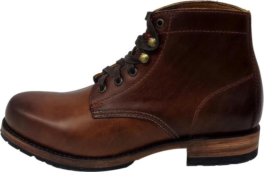 Heren Veterlaarzen van Leer Robuuste Enkelhoge Laarzen met Rubberen Zool