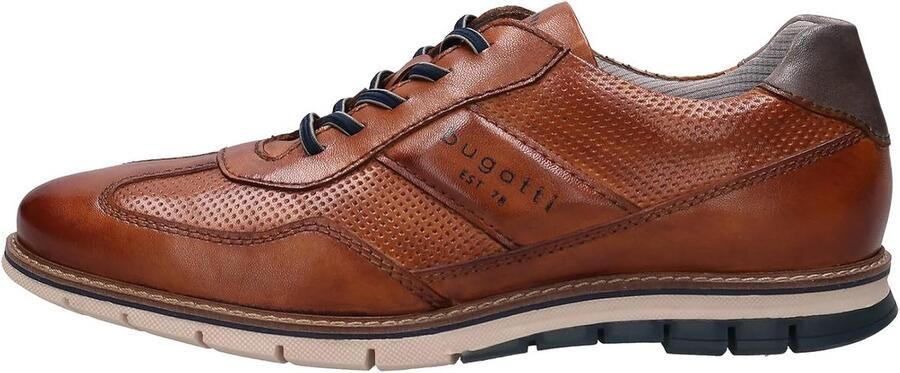 Heren Leren Sneakers met Elastische Veters en Handafwerking Casual Shoenen