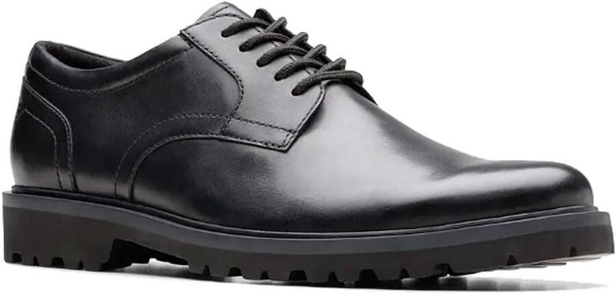 Heren Veterschoenen Zwart Leer Lace-up Derby Stijl Comfortabel