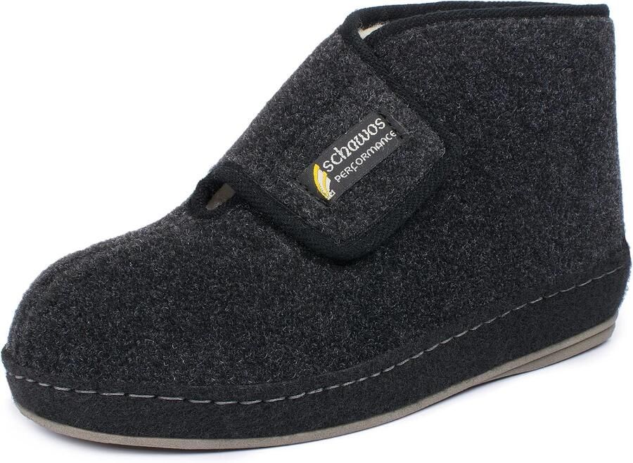 Heren Vilten Pantoffels met Wolvoering en Klittenband Warm & Comfortabel