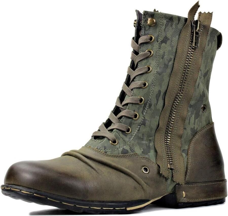 Heren Vintage Enkelhoge Cowboy Winterlaarzen van Leer Klassieke Casual Desert Boots