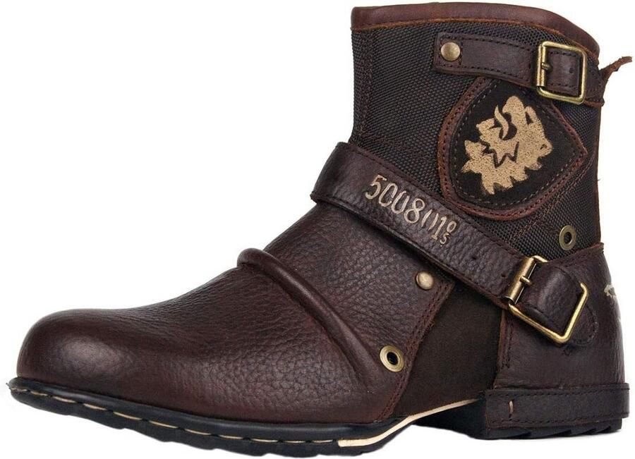 Heren Vintage Enkellaarzen Leer Casual Winterlaarzen