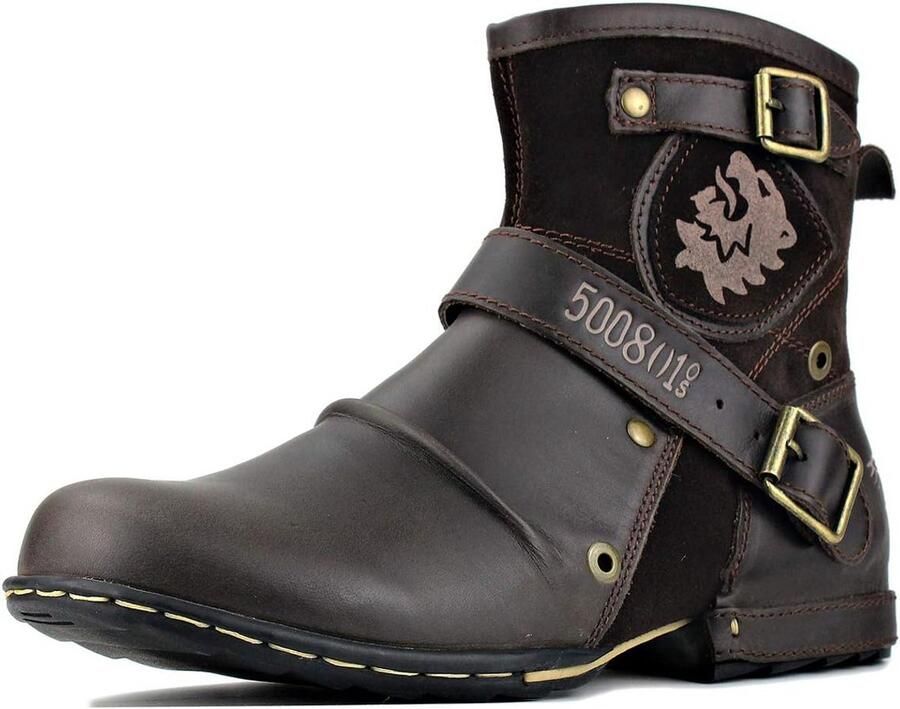 Heren Vintage Leren Enkelhoge Desert Boots Klassieke Casual Motorschoenen