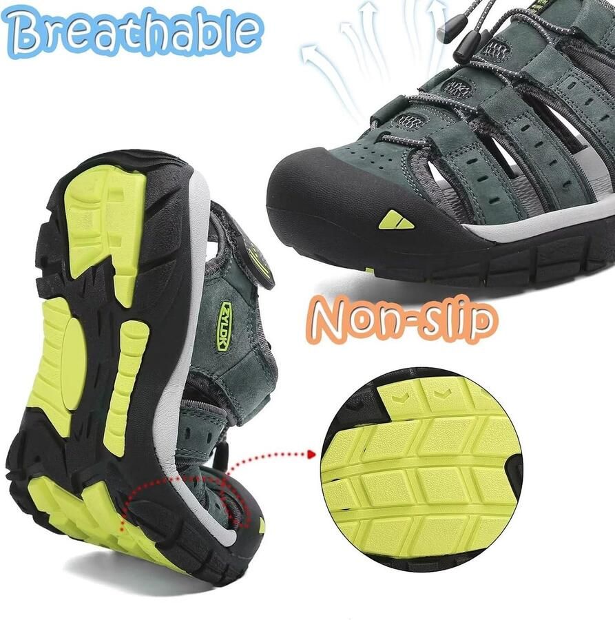 Heren Wandelsandalen Bruin Leren Gesloten Teen Voor Buitensporten en Trekking