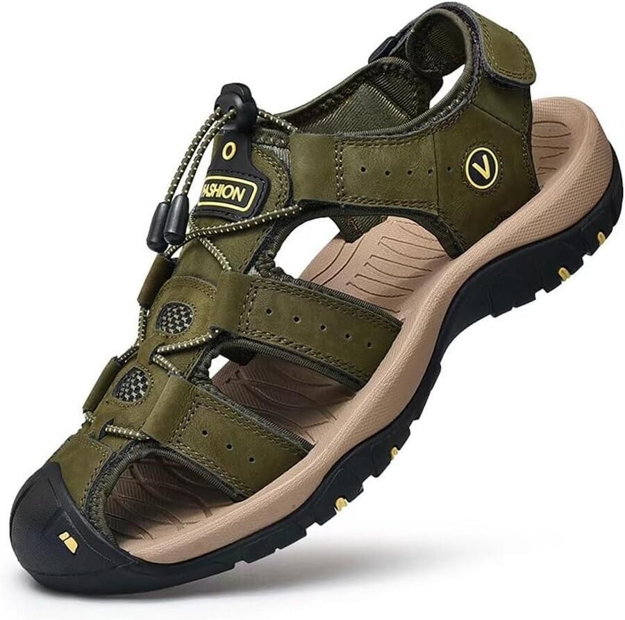 Heren Wandelsandalen Leer Ademend Verstelbaar Outdoor Zomer Slipper