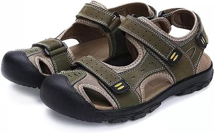 Heren wandelsandalen van leer verstelbaar gesloten teen casual