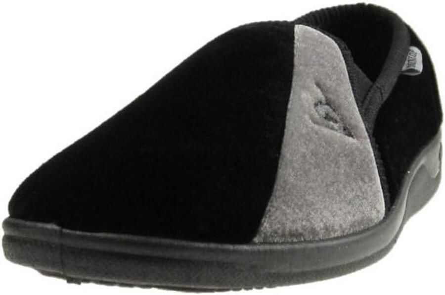Heren Wasbare Tapijt Slippers met Geheugenfoam Zwart Grijs Comfortabele Slip-On Schoenen