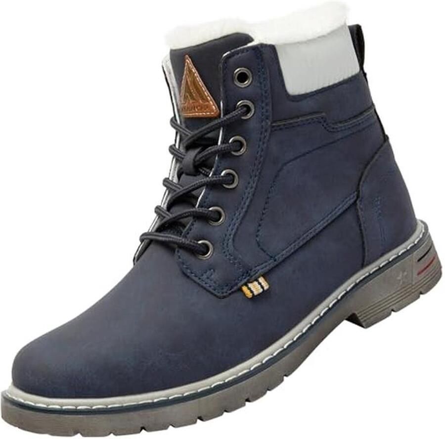 Heren Waterdichte Winterlaarzen met Gevoerde Binnenvoering Blauw