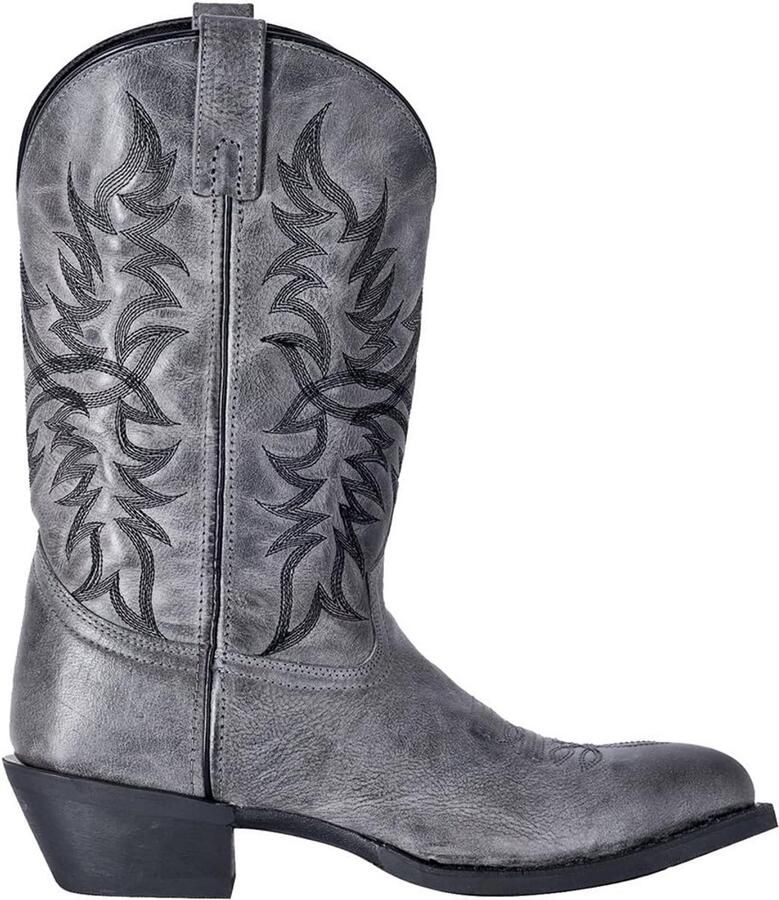 Heren Western Laarzen Grijs Leer Comfortabele Cowboy Laarzen met Ronde Neus