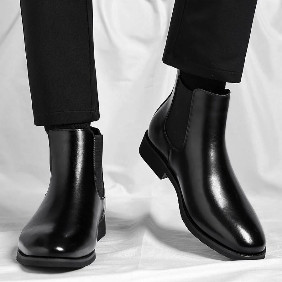 Heren Wijnoogst Ronde Neus Chelsea Laarzen Penseel Kleur Formeel Slip-On Enkel Laarsjes