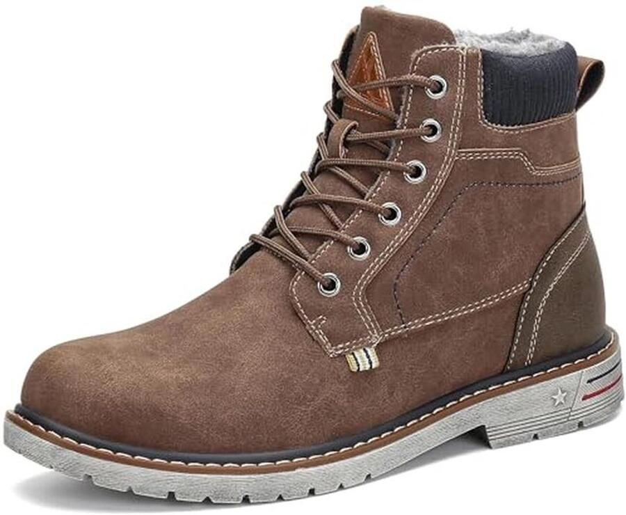 Heren Winterlaarzen Warm Gevoerde Antislip Winterschoenen in Bruin