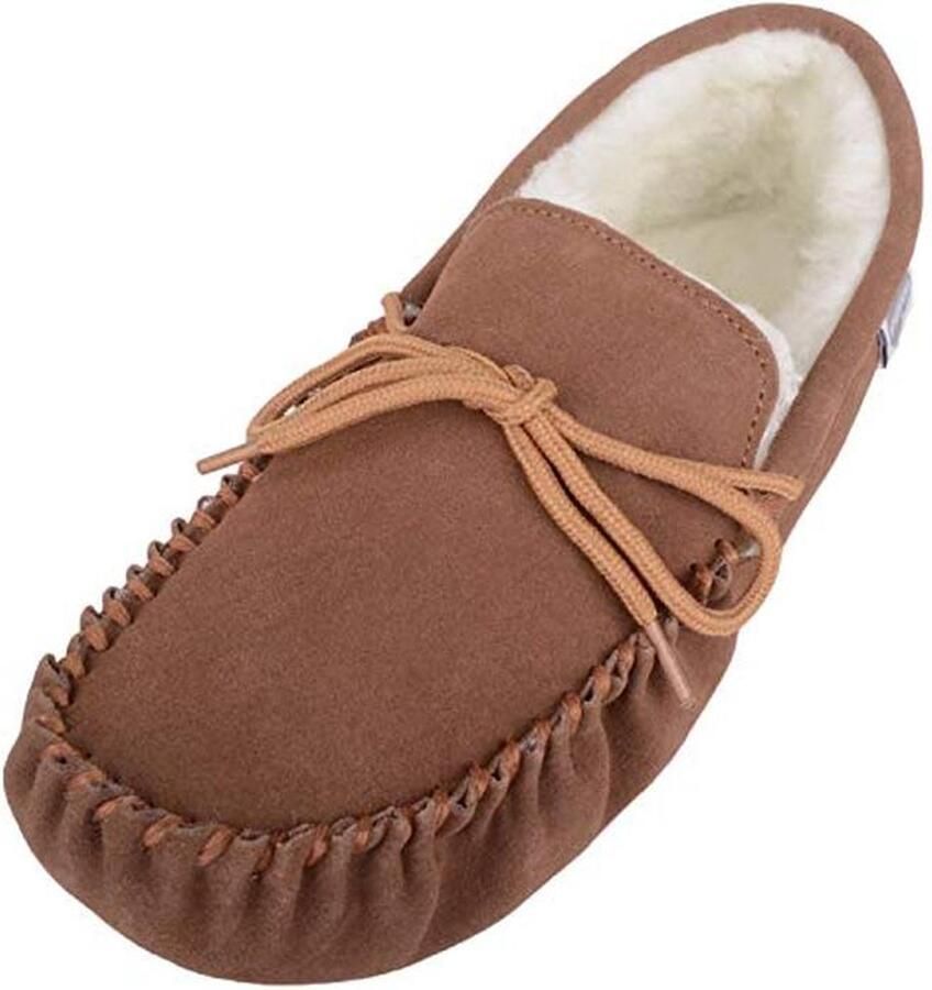 Heren Wollen Gevoerde Suède Mocassin Slippers